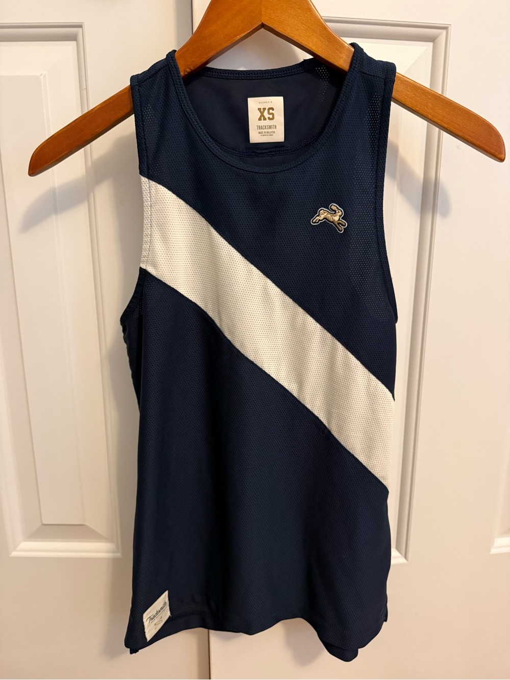 Tracksmith Women's Van Cortlandt Singlet Size XS Navy/Ivory